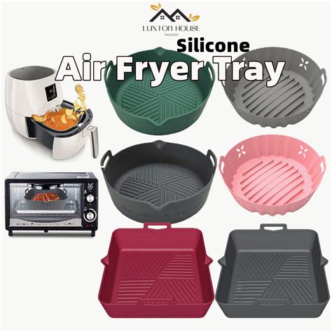 {sg} 8 5inch Non Stick Silicone Air Fryer Tray Accessories Tray Reusable Airfryer Silicon Tray