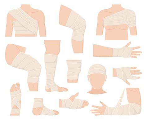 Premium Vector Cartoon Physical Injured Body Parts In Bandage