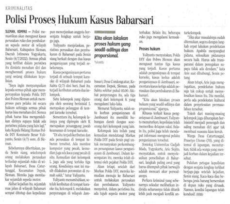 Polisi Proses Hukum Kasus Babarsari Koran Humas Ugm Ac Id