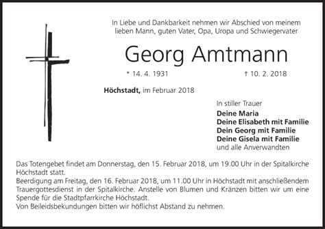 Georg Amtmann Traueranzeige Trauer Infranken De