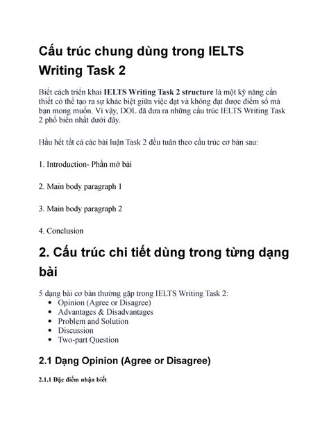 Cấu Trúc Chung Dùng Trong Ielts Writing Task 2 Cấu Trúc Chung Dùng