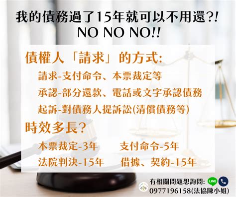 我的債務過了15年就可以不用還 No No No