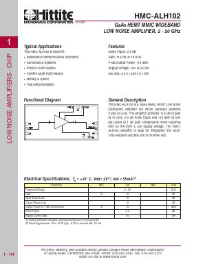 HMC-ALH102 PDF, HMC-ALH102 Hoja de datos -Hittite Microwave DatsheetQ ...