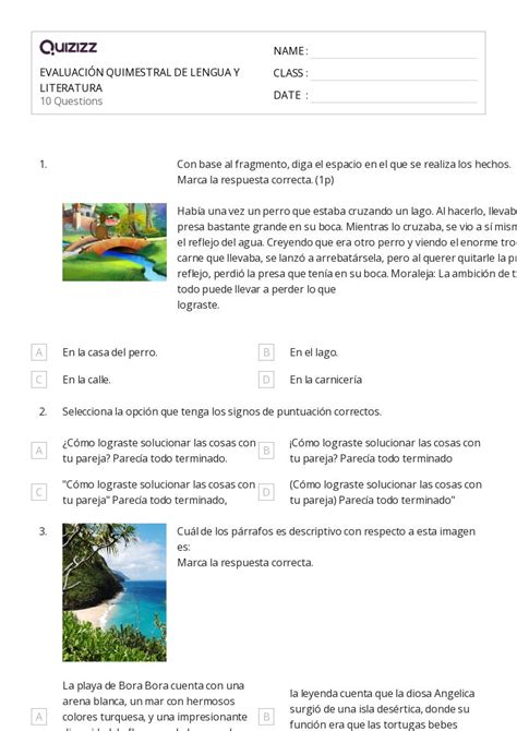 Respuesta A La Literatura Hojas De Trabajo Para Grado En Quizizz