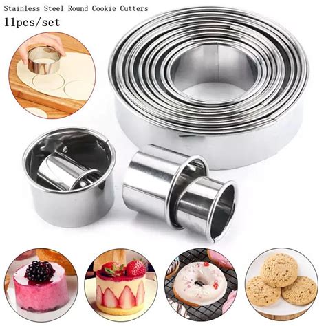 11pcs Set Stainless Steel Round Cookie Biscuit Cutters DIY Pastry