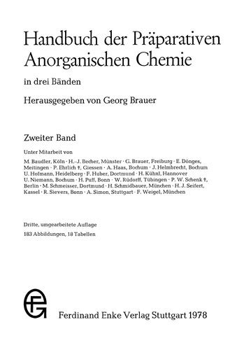 Handbuch Der Pr Parativen Anorganischen Chemie By Georg Brauer Open