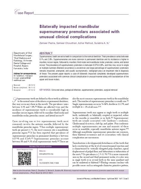 Bilaterally Impacted Mandibular Supernumerary Premolars Associated With ...