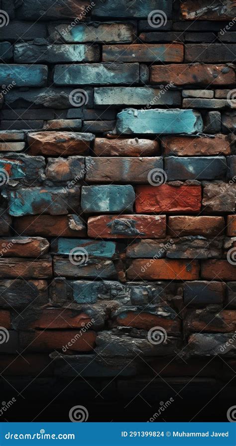 Imposing And Robust Appearance Of A Dark Hued Brick Wall Stock