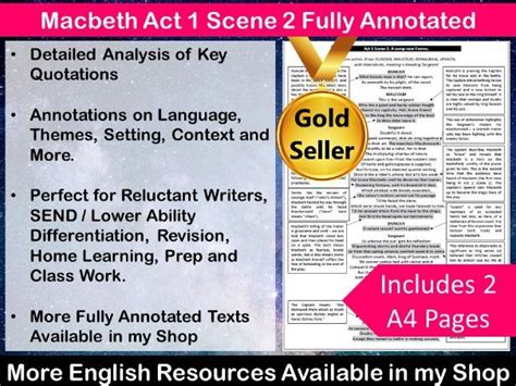 Macbeth Act 1 Scene 2 Annotated Teaching Resources