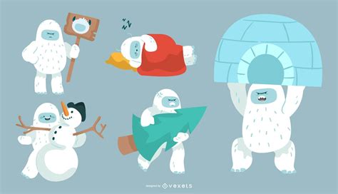 Funny Yeti Set Vector Download