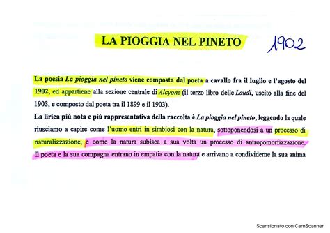 Analisi E Parafrasi G D Annunzio La Pioggia Nel Pineto Letteratura