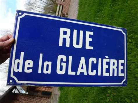 ANCIENNE PLAQUE DE rue émaillée Glacière pour déco industrielle vintage