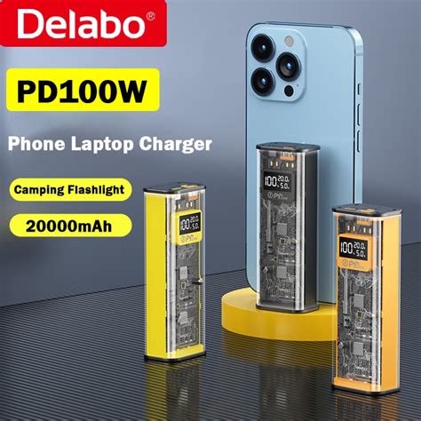 PD100W 보조배터리 대용량 20000mah 투명 파워뱅크 USB C타입 초고속 충전 휴대폰 노트북 배터리 휴대용 충전기 ...