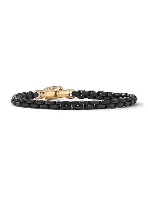 David Yurman Box Chain Bracelet In Stainless Steel And K Yellow Gold