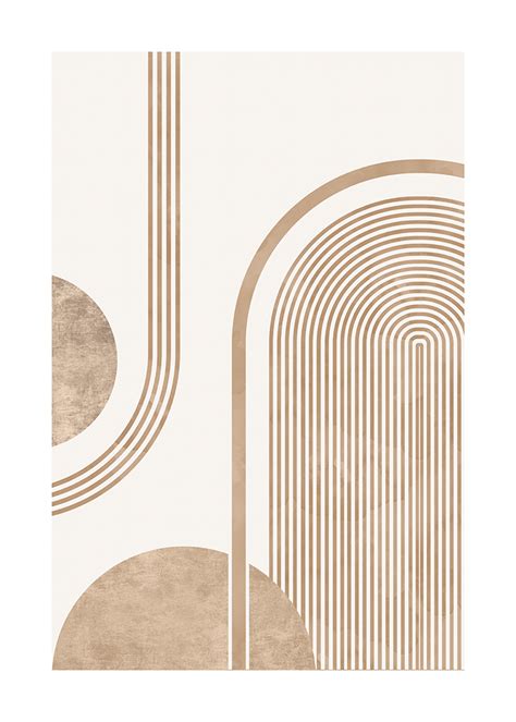 Soft Abstract Arches Poster In Beige White And Tan Colors