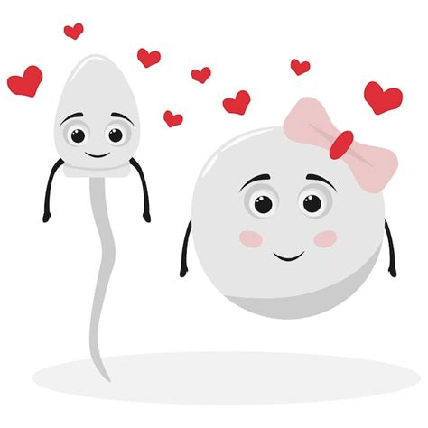 Premium Vector Cute Happy Character Ovum Or Egg Cell Cartoon Mascot And Sperm Character With