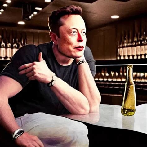 Elon Musk Drinking Alcohol In A Bar With His Friends Stable Diffusion