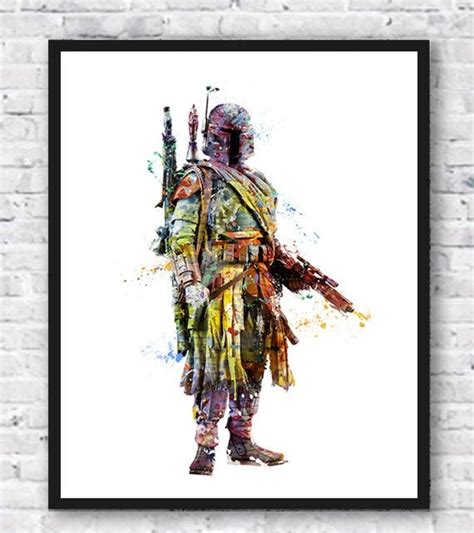 Boba Fett Watercolor Art Print Star Wars Art Movie Poster Darth