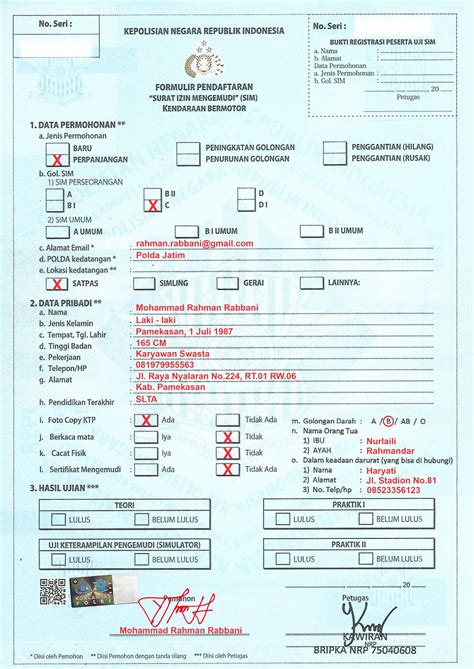 Contoh Pengisian Formulir Satpas Polres Pamekasan