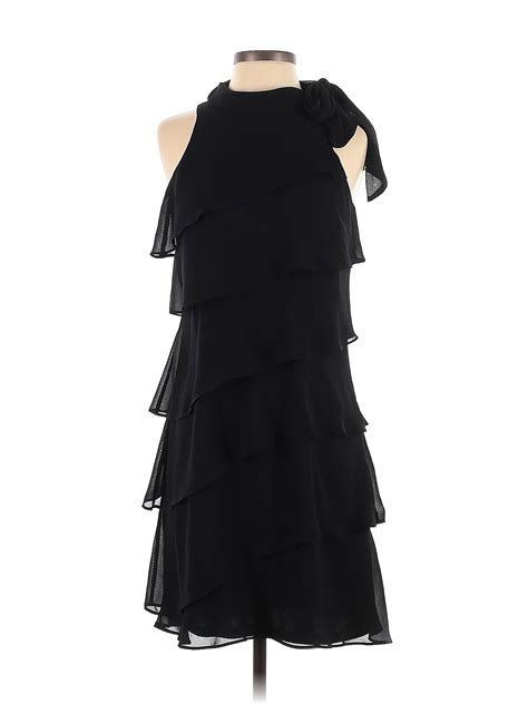 White House Black Market 100 Polyester Solid Black Cocktail Dress Size