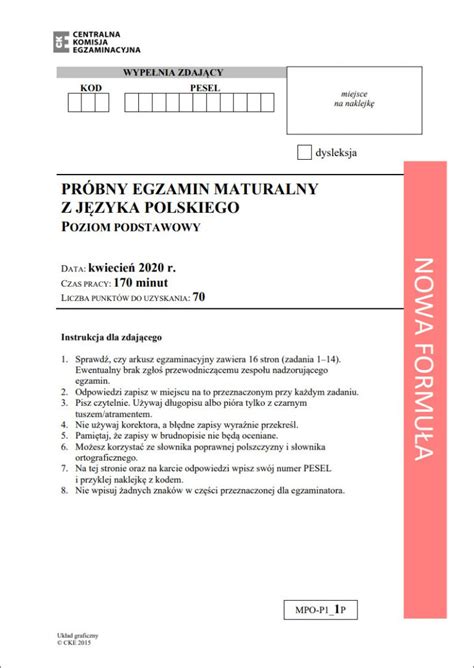 Matura próbna z języka polskiego Zobacz arkusz TKN24