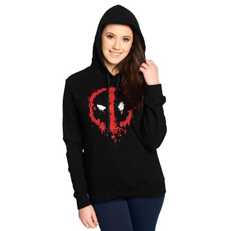 Deadpool Logo Hoodie Dames Zwart Elbenwald