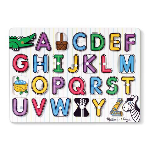 Buy Melissa Doug Lift See Alphabet Wooden Peg Puzzle 26 Pcs FSC