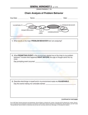 Free Printable Dbt Chain Analysis Worksheets For Students