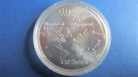 Kanada Silber Dollar Weltkarte Olympiade Montreal In St