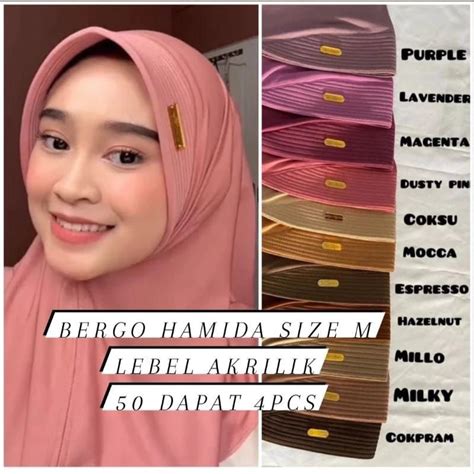 Jual Rb Dapat Pcs Bergo Hamidah Label Besi Akrilik Premium Size M