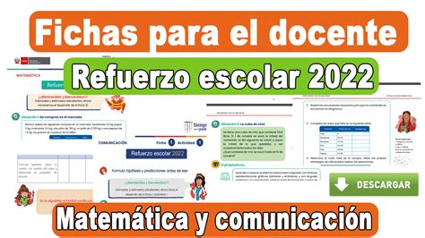 Fichas Para El Refuerzo Escolar Docente