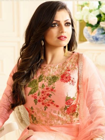 Buy Drashti Dhami Peach Color Georgette Party Wear Anarkali Kameez In