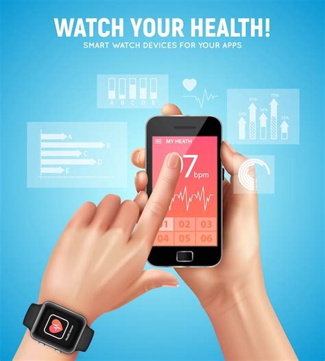 Free Vector | Realistic smart watch health composition with watch your ...