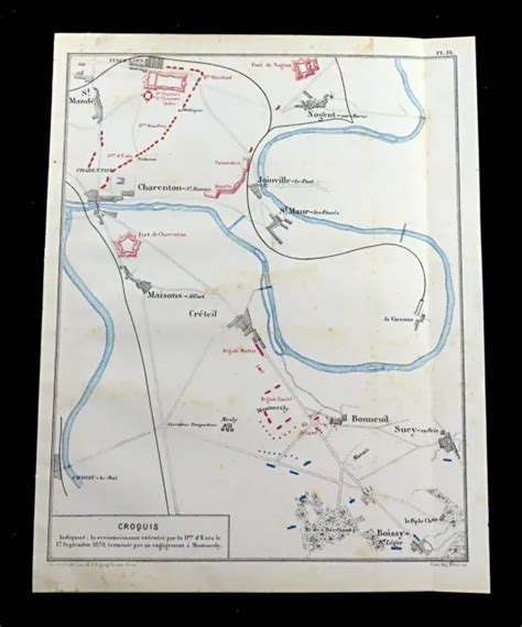 Vincennes Parigi Mappa Francia Guerra Franco Prussiana Mappa Militare