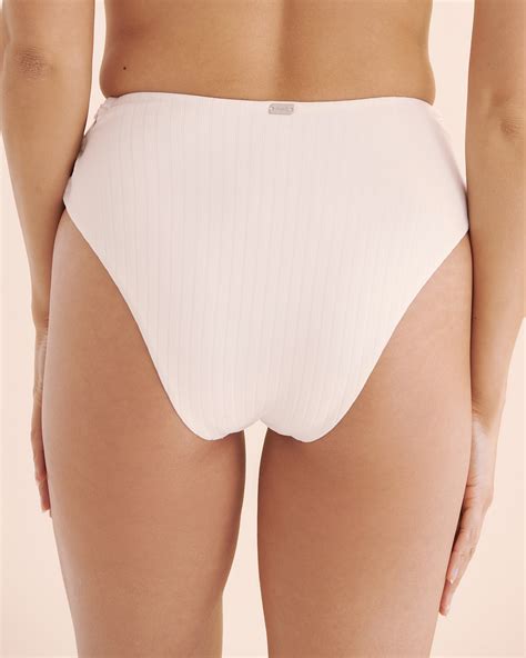 TROPIK Playa Ribbed High Rise Cheeky Bikini Bottom Bright White Bikini Village