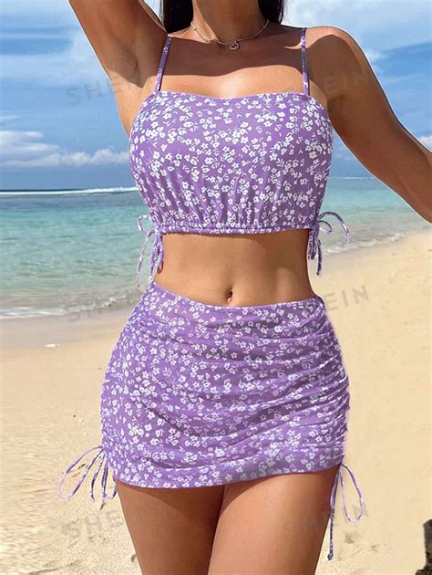 Shein Swim Mod Conjunto De Bikini Con Estampado Floral Pequeño Y