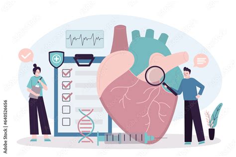 Human Heart Checkup Doctors Doing Tests And Analyzes With Magnifying