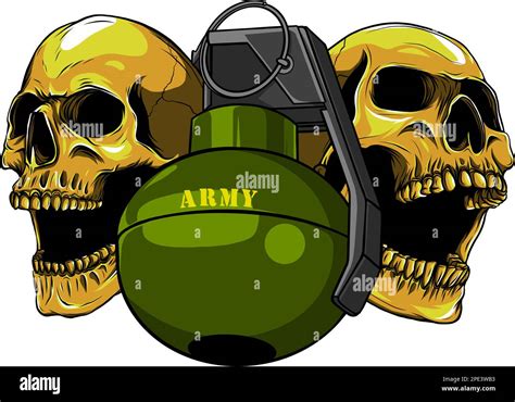 Skull With Hand Grenade Top Vector Stock Vector Image And Art Alamy