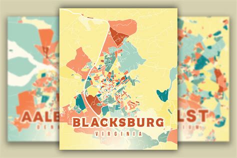 Blacksburg Virginia Colorful Map Graphic by Poster Boutique · Creative ...