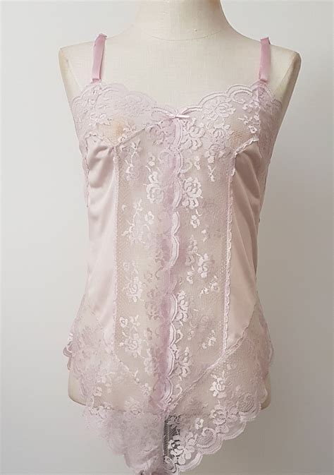 Vintage S Teddy Soft Lavender Lace All In One Lingerie Size