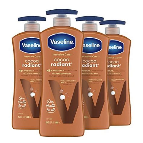 Vaseline Intensive Care Body Lotion Cocoa Radiant 4 Ct For Dry Skin