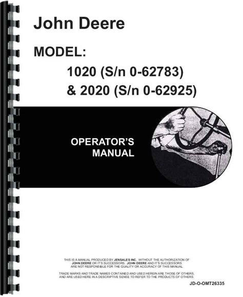 John Deere 1020 Tractor Operators Manual