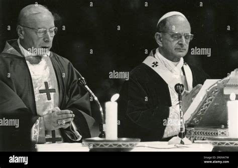 Pope Paul Vi Celebrating Mass With Another Top Priest Vatican City