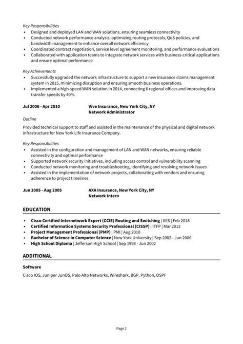 Senior Network Engineer Resume Example Guide Get Noticed