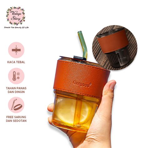 Jual Gelas Minum Kaca Glass Tumbler Unik Aesthetic Simple Water Bottle