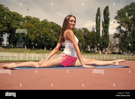 Girl Stretching Legs After Workout Split Is Easy For Her Stretching