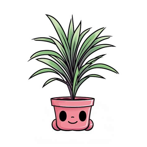 Premium Photo A Cartoon Potted Plant With A Face Drawn On It