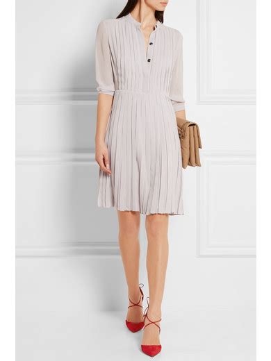 Burberry Pleated Silk Georgette Dress Net A Porter