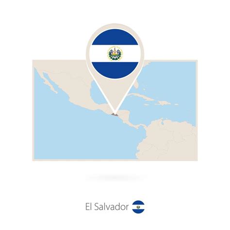 Rectangular Mapa De El El Salvador Con Alfiler Icono De El El Salvador