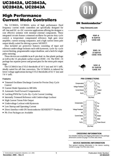 Pcs On Semi Uc Current Mode Pwm Controller Dip Uc An Us Seller
